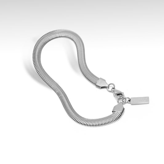 Bracelet à Dôme Serpent Plat Thomas & George en Argent - Élégance Tendance