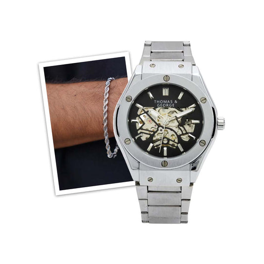 комплект браслетов из нержавеющей стали и серебра с плетением в Норвегии