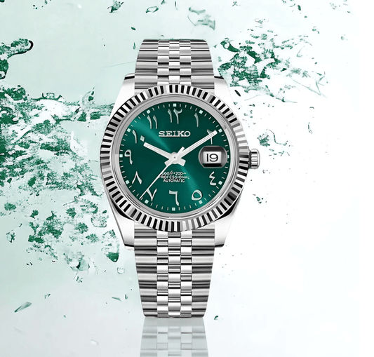 Seiko Mod Datejust Arabic Crystal Green