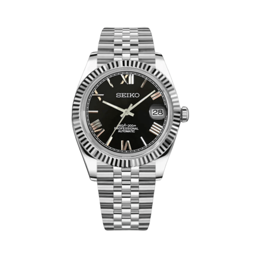 Seiko Mod Datejust Black Roman