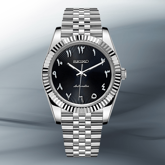 Seiko Mod Datejust Black Textured Arabic