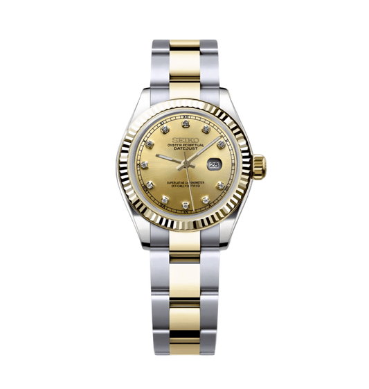 Seiko Mod Datejust Lady Two-Tone Gem Gold