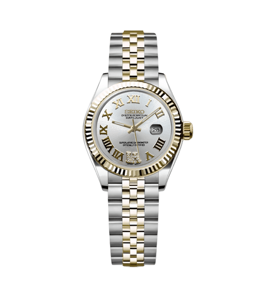 Seiko Mod Datejust Lady Two-Tone White Roman