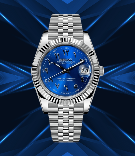 Seiko Mod Datejust Sapphire Blue Arabic
