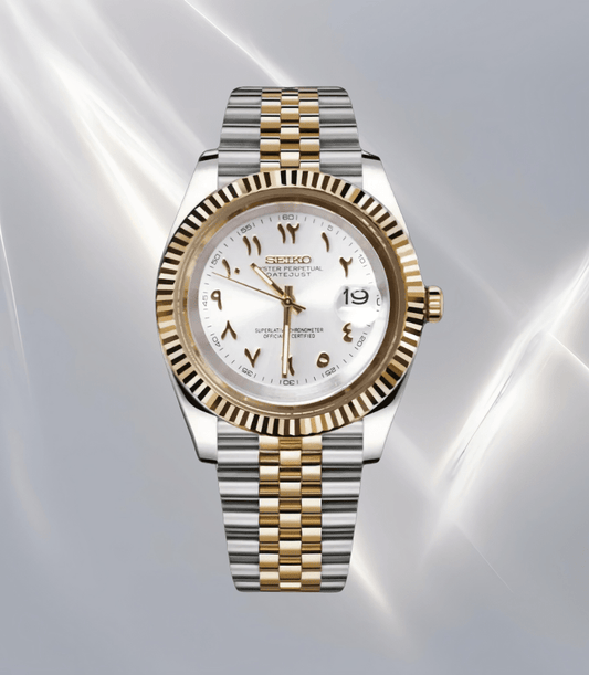 Seiko Mod Datejust Two-Tone Arabic Pure White