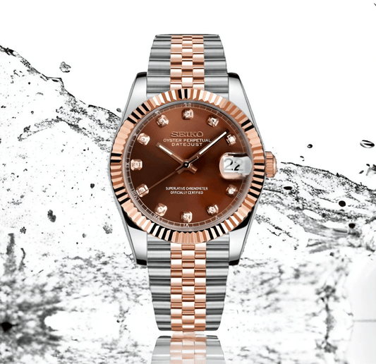 Seiko Mod Datejust Twotone Crystal Champagne