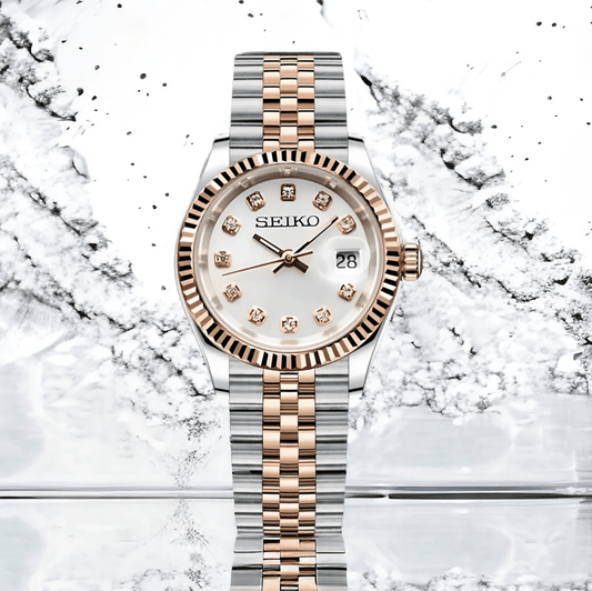 Seiko Mod Datejust Twotone Lady White