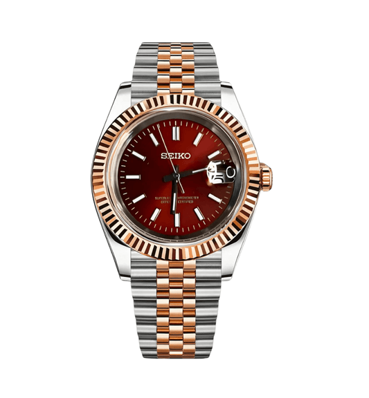 Seiko Mod Datejust Twotone Red