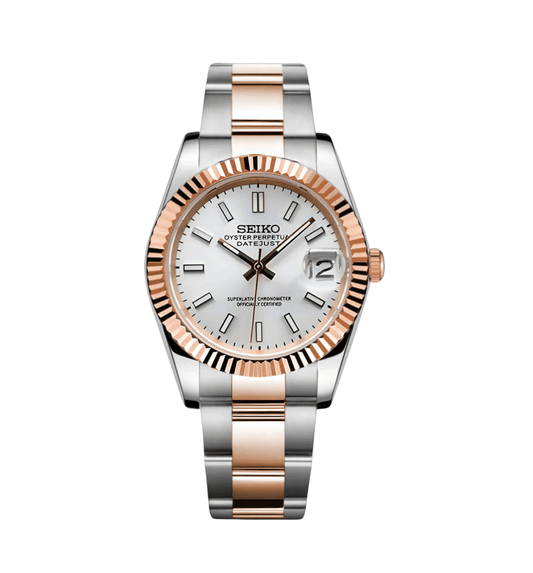 Seiko Mod Datejust Twotone White