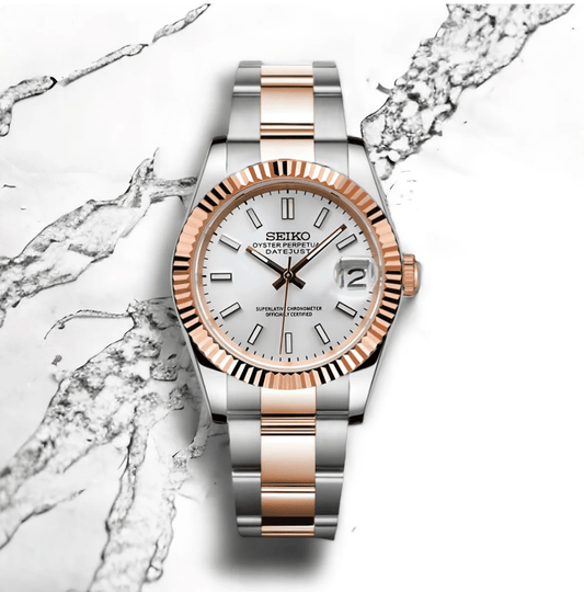 Seiko Mod Datejust Twotone White