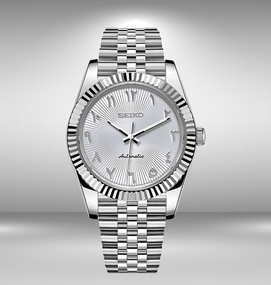 Seiko Mod Datejust White Textured Arabic