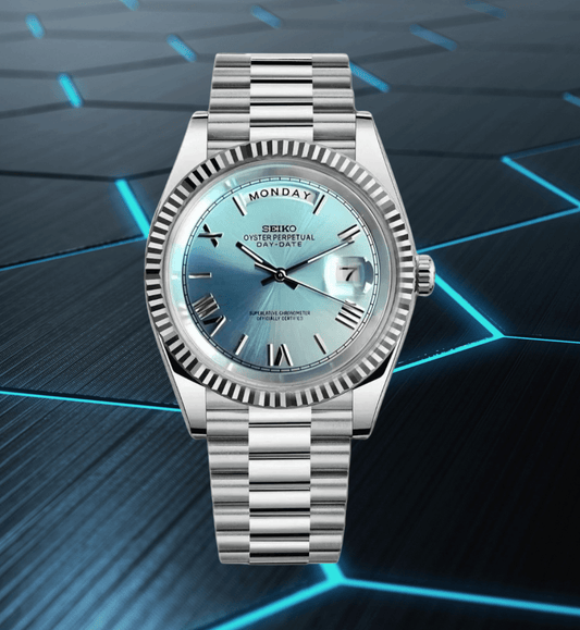 Seiko Mod Day-Date Roman Ice Blue