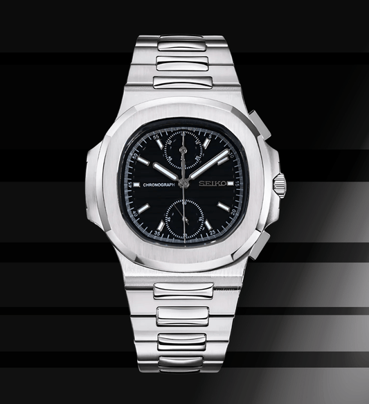 Seiko Mod Nautilus Chrono Black