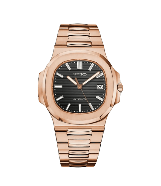 Seiko Mod Nautilus Rose Gold - Black