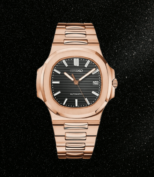 Seiko Mod Nautilus Rose Gold - Black