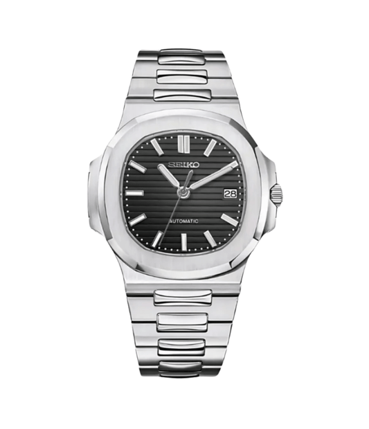 Seiko Mod Nautilus Silver Black