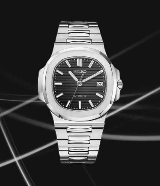 Seiko Mod Nautilus Silver Black