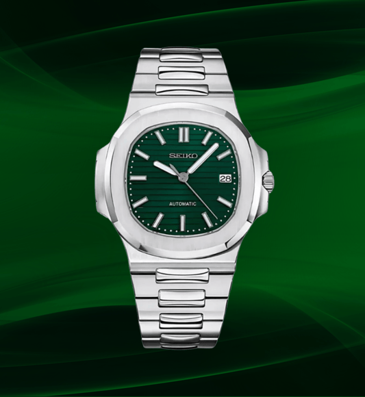 Seiko Mod Nautilus Silver Green