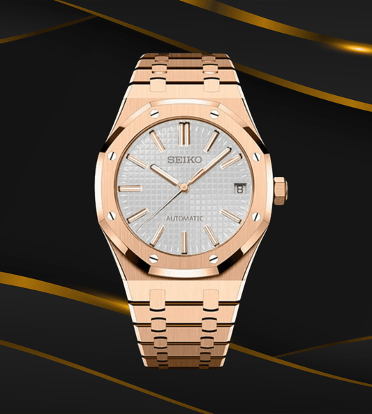 Seiko Mod Royal Oak Rose Gold - White