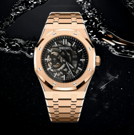 Seiko Mod Royal Oak Skeleton Rose Gold