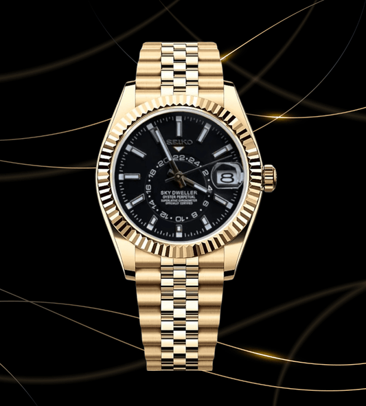 Seiko Mod Sky-Dweller Gold Black