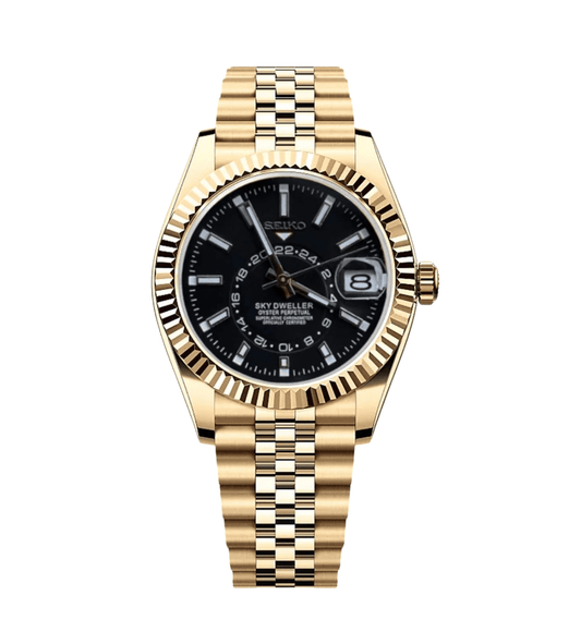 Seiko Mod Sky-Dweller Gold Black