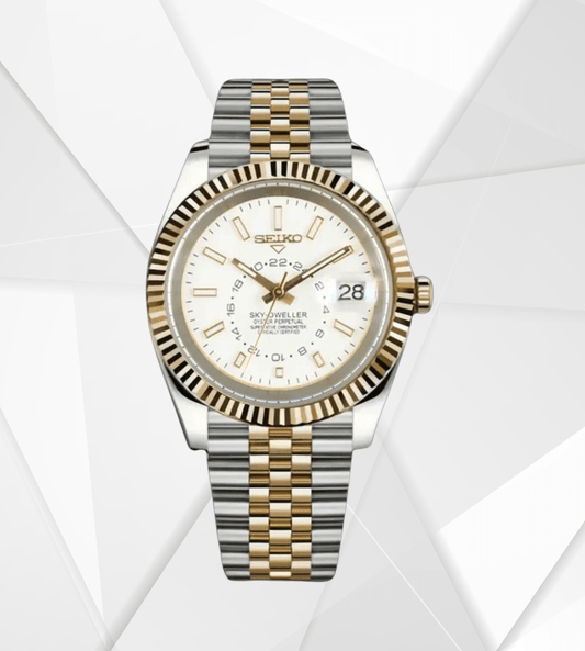 Seiko Mod Sky-Dweller Two-Tone White