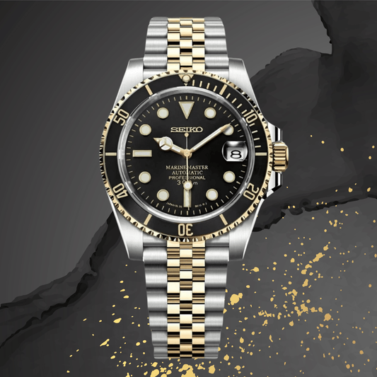 Seiko Mod Submariner Two-Tone Black